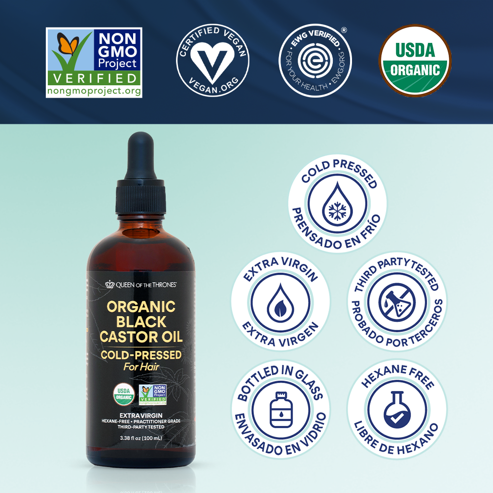 Organic Black Castor Oil for Kinky, Coily, Coarse Hair 3.38 oz