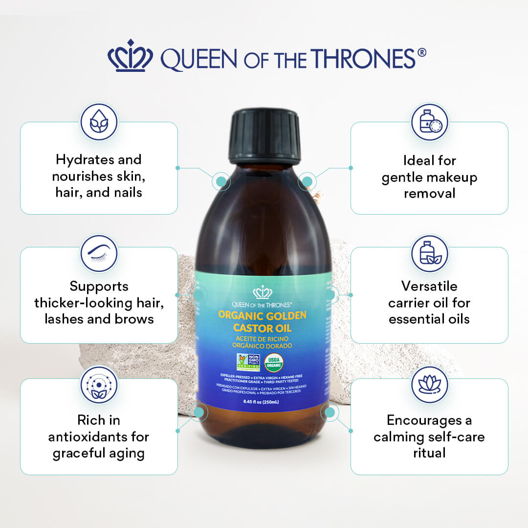 Aceite de Ricino Orgánico 16.9oz 100% Puro, Libre de Hexano, Extra-Virgen