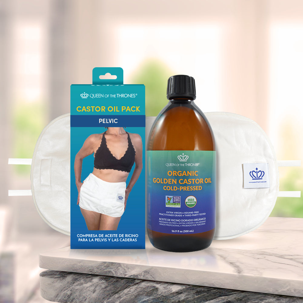 Kit de Compresa de Aceite de Ricino Orgánico para zona Pélvica