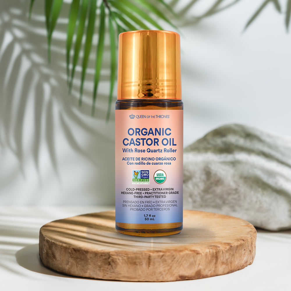 Organic Golden Castor Oil Roll-On with Rose Quartz 1.7oz