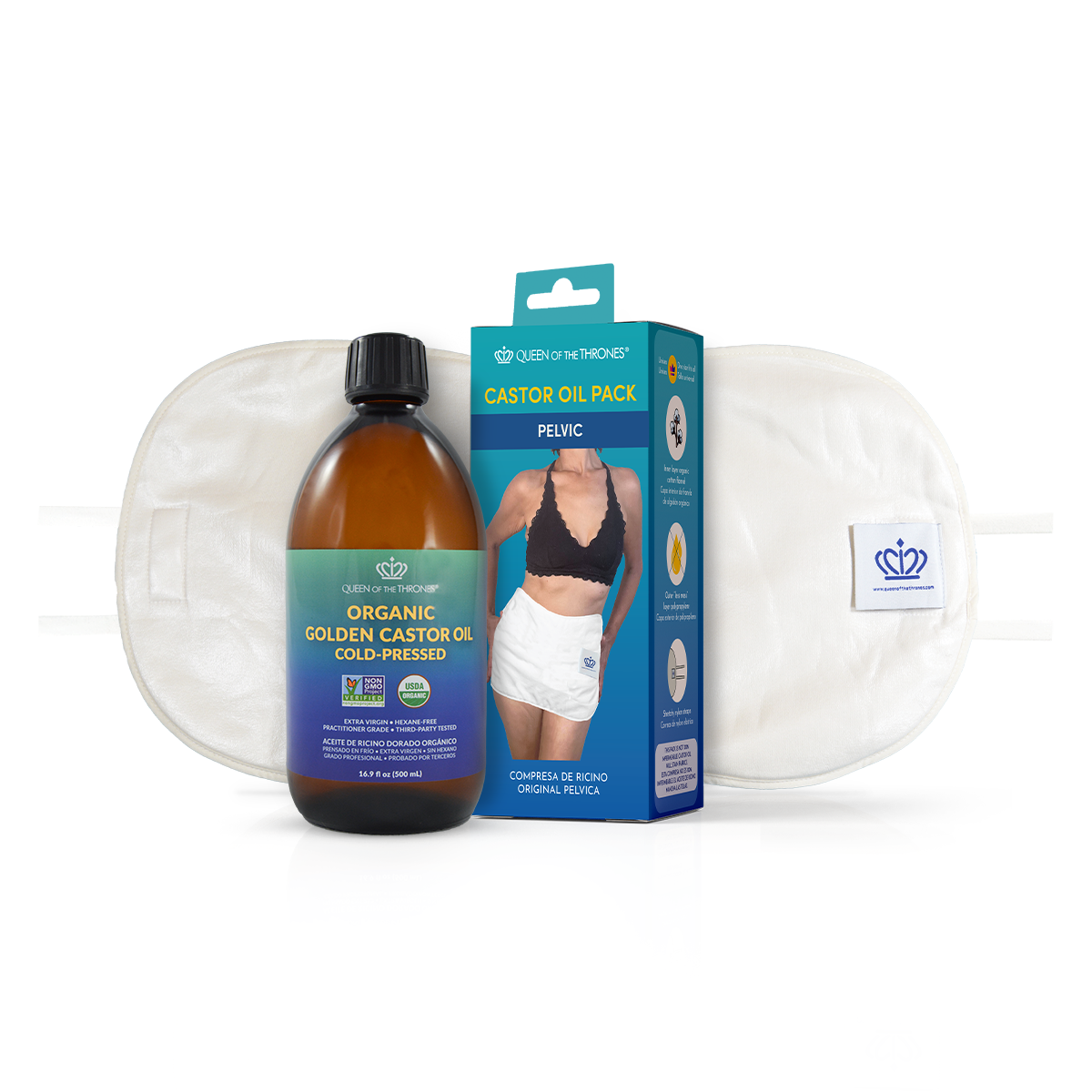 Castor Oil Pack Bundle for Pelvis