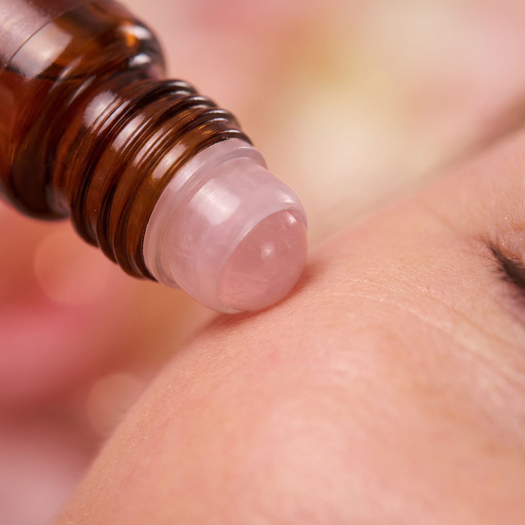 Organic Castor Oil Rose Quartz Roll-On for Fine Lines & Wrinkles