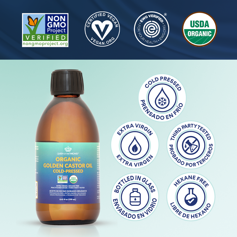 Aceite de Ricino Orgánico 16.9oz 100% Puro, Libre de Hexano, Extra-Virgen