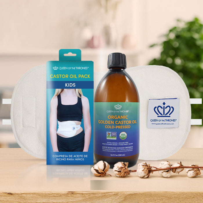Kit de Compresa de Aceite de Ricino Orgánico para Niños