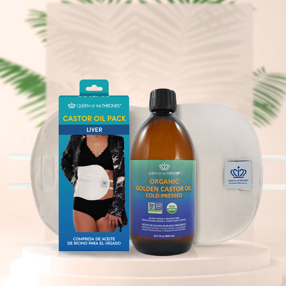 Queen Of Thrones Castor Oil Pack Cleaning Self-Care I Liver Castor Oil Pack Kit | Queen of the Thrones®