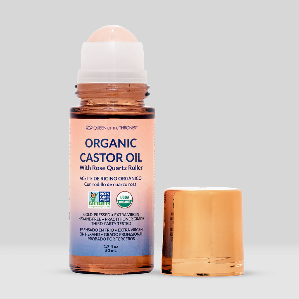 Organic Golden Castor Oil Roll-On with Rose Quartz 1.7oz