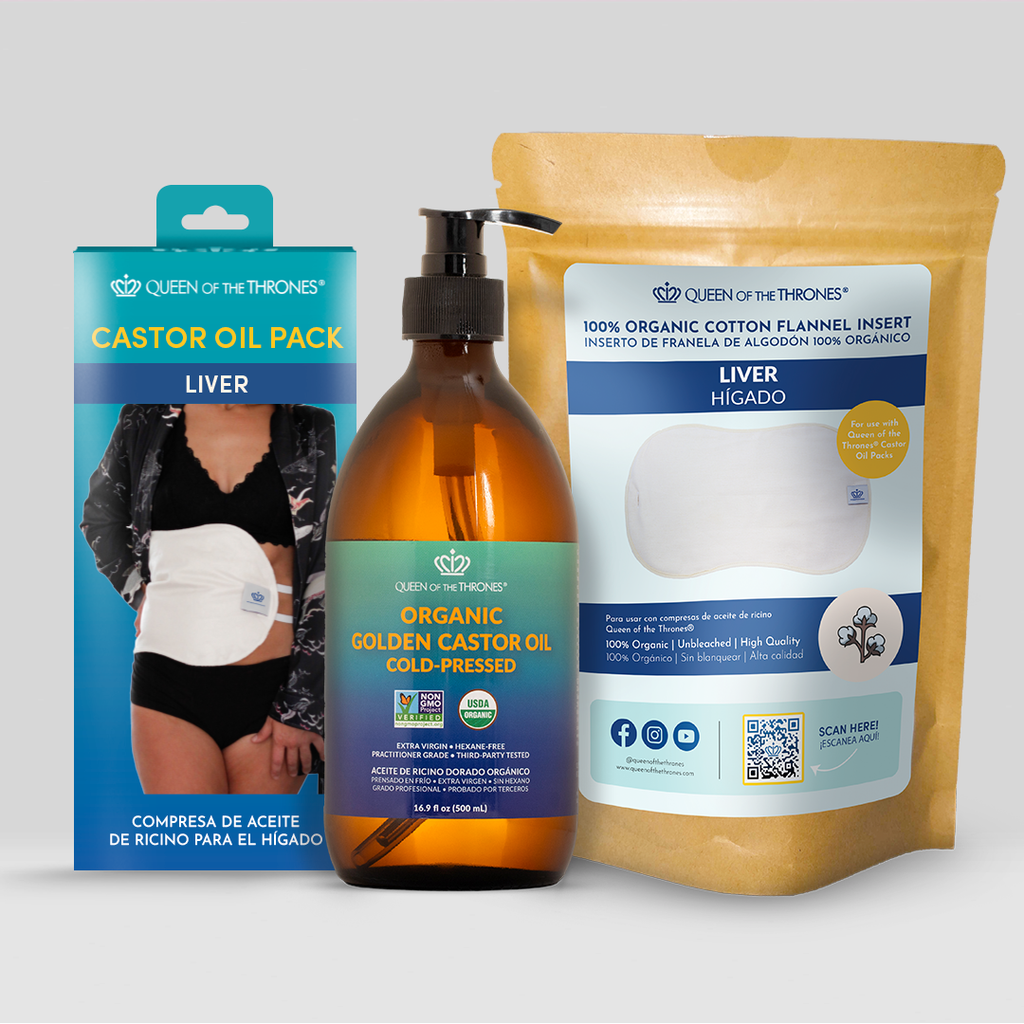Castor Oil Pack Bundle for Liver with Organic Cotton Insert