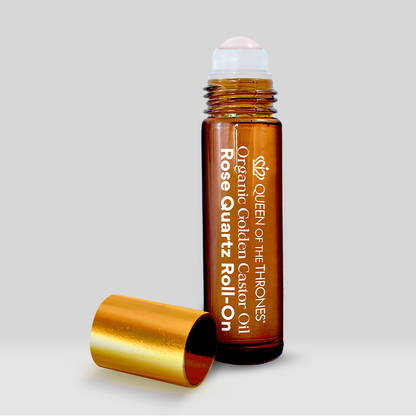 Organic Castor Oil Rose Quartz Roll-On for Fine Lines &amp; Wrinkles
