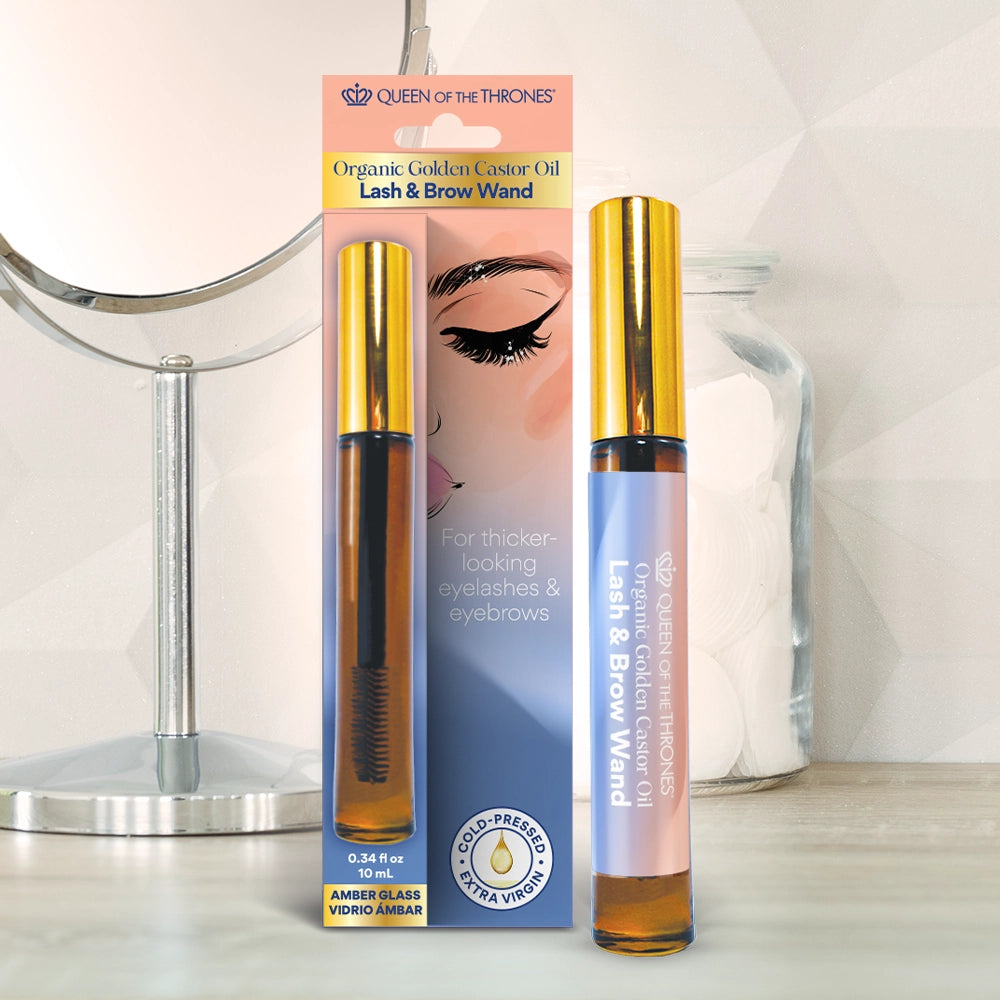 Organic Golden Castor Oil Lash &amp; Brow Glass Wand 0.34 fl oz
