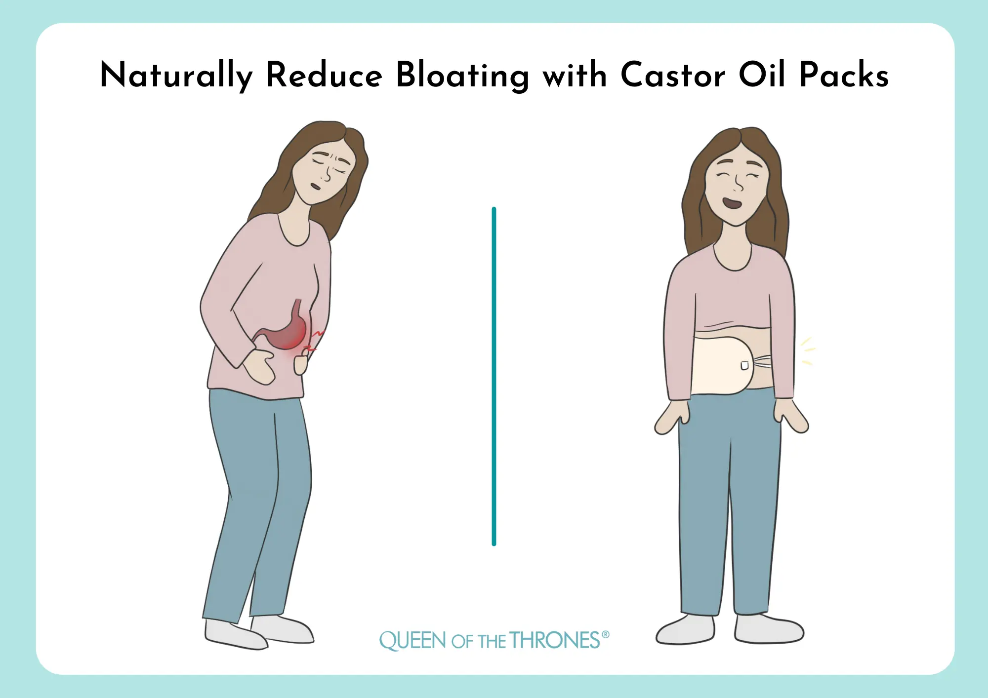 Naturally reduce bloating with Queen of the Thrones Castor Oil Packs
