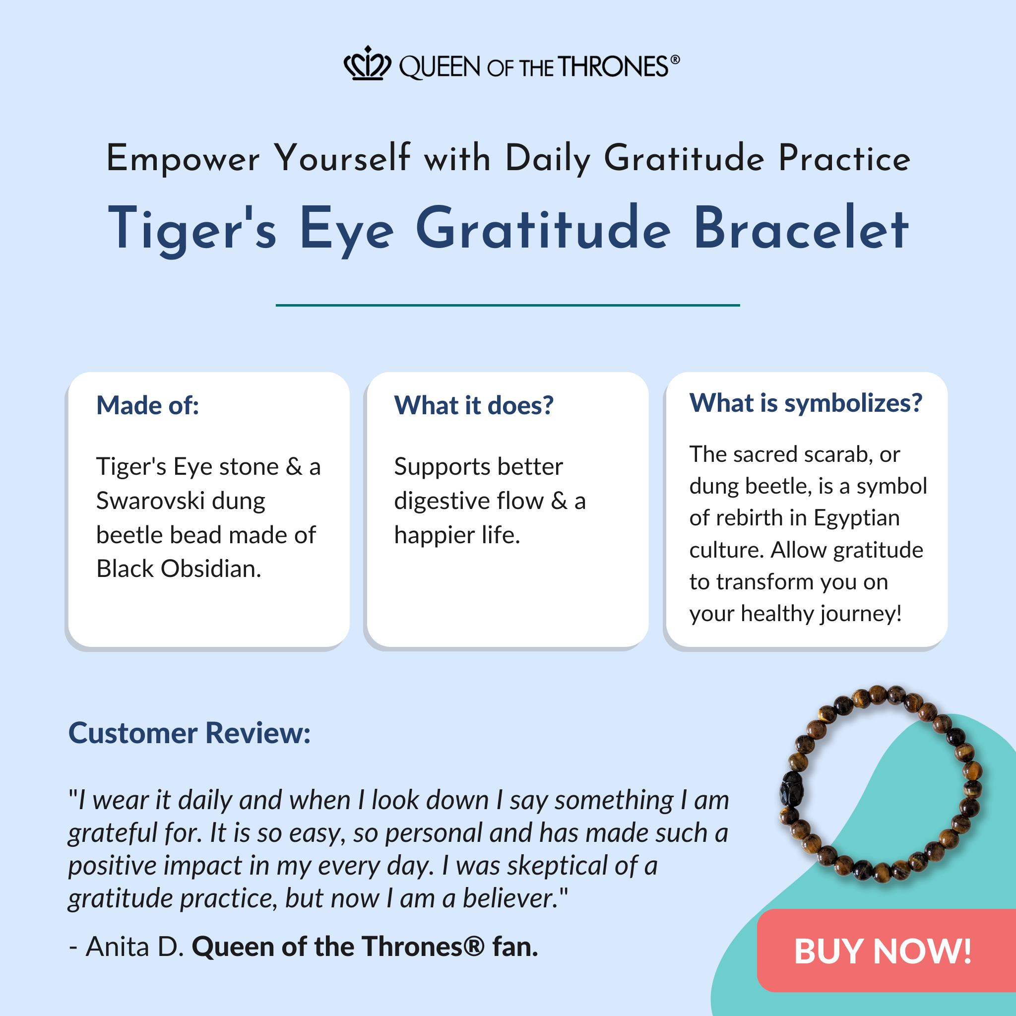 Empower yourself with Queen of the Thornes Gratitude bracelet