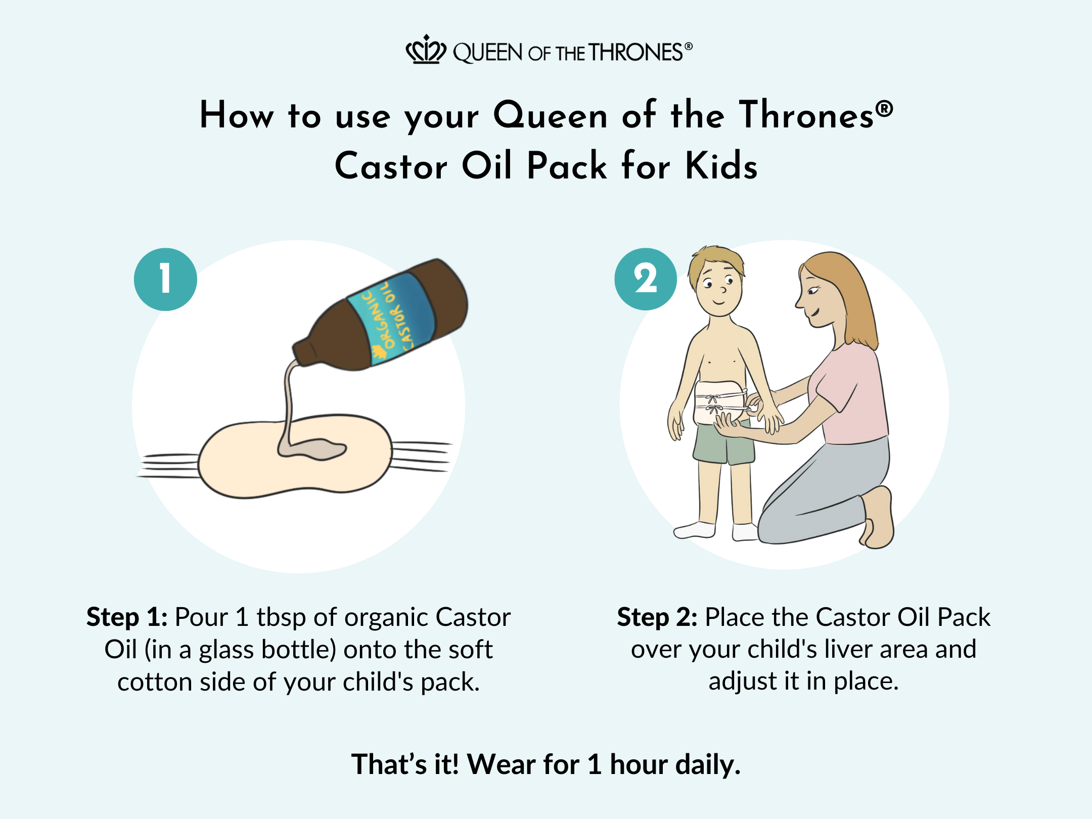How to use Queen of the Thrones Kids Castor Oil Packs