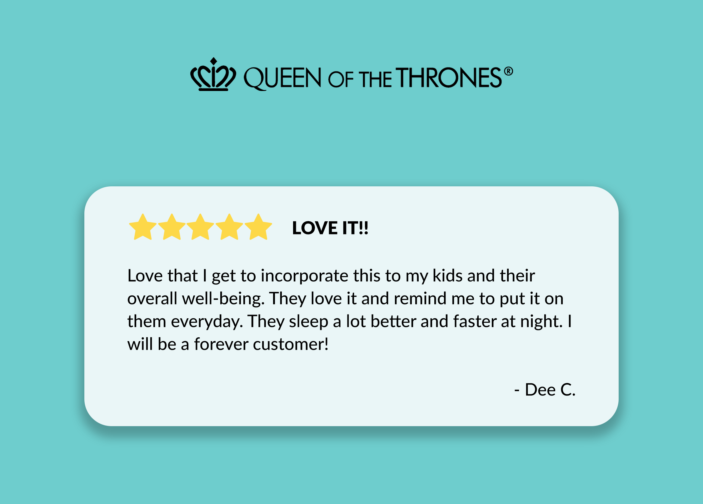 Queen of the Thrones customer testimony about Castor Oil Packs for Kids