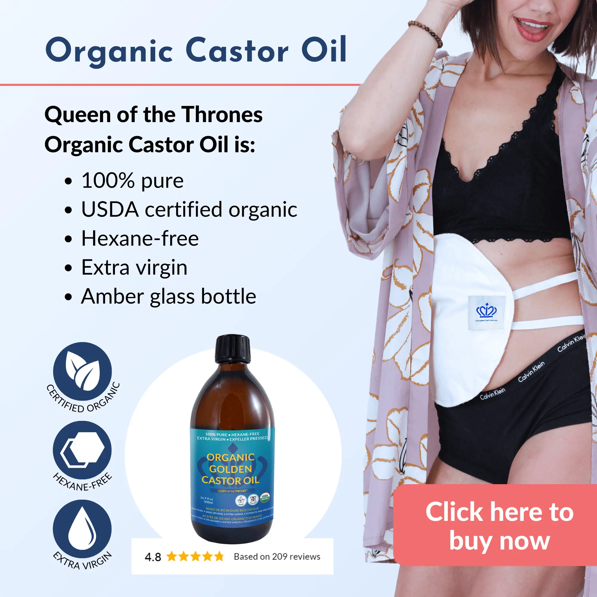 Features of Queen of the Thrones Organic Castor Oil