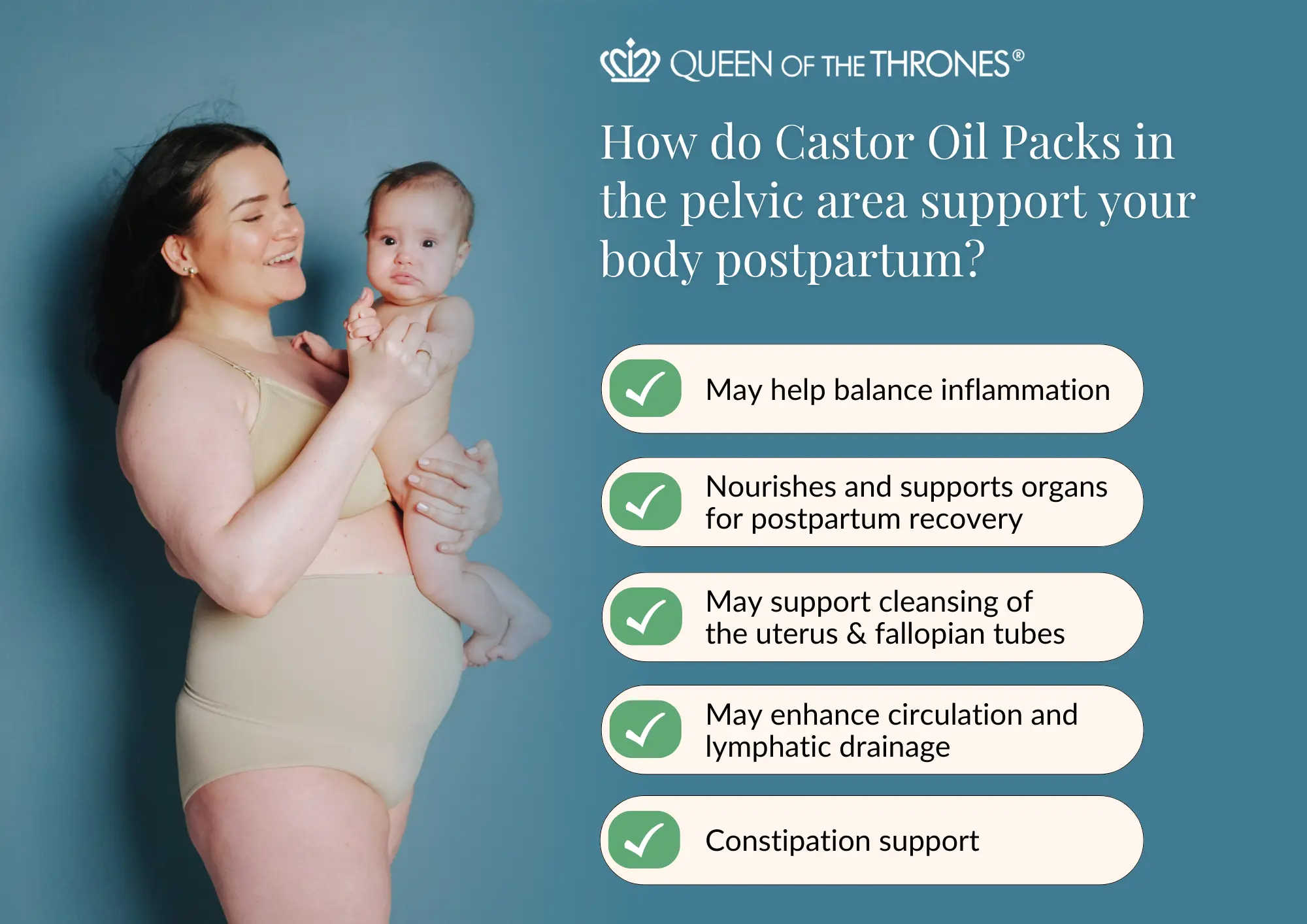 Queen of the Thrones how do Castor oil pelvic packs help postpartum body