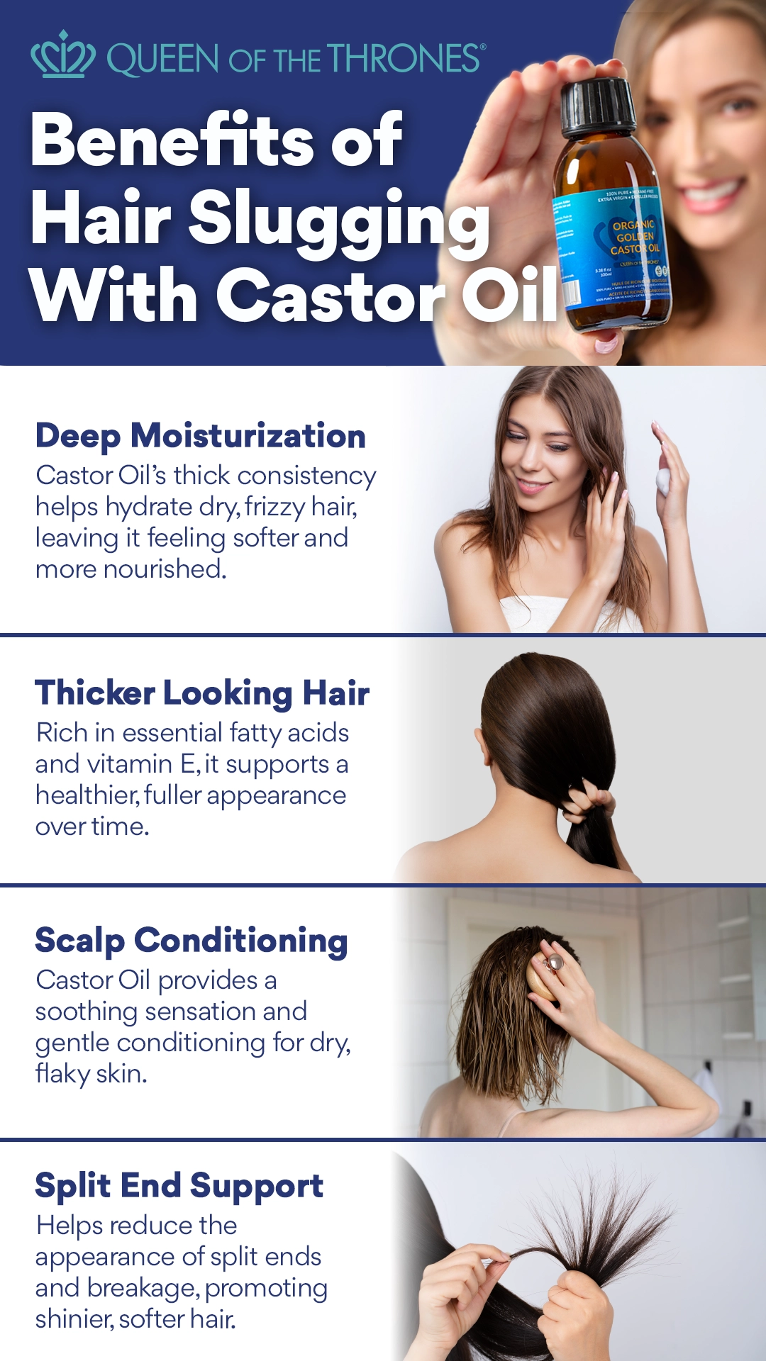 Benefits of hair slugging with Queen of the Thrones Castor oil